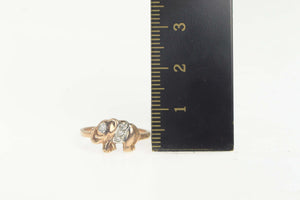 10K Diamond Elephant Animal Cute Statement Ring Size 4.75 Yellow Gold