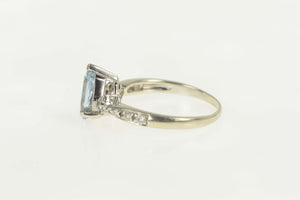 14K Pear Aquamarine Diamond Accent Engagement Ring Size 7 White Gold