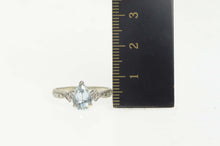 Load image into Gallery viewer, 14K Pear Aquamarine Diamond Accent Engagement Ring Size 7 White Gold