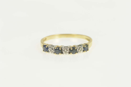 14K Diamond Sapphire Classic Wedding Band Ring Size 8.25 Yellow Gold