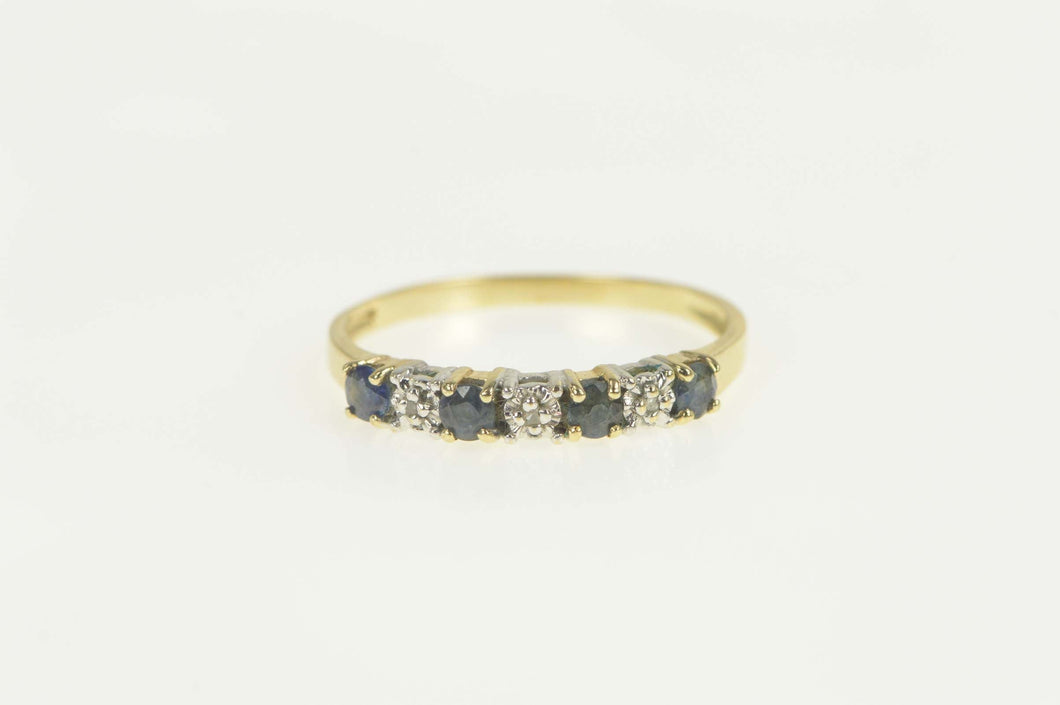 14K Diamond Sapphire Classic Wedding Band Ring Size 8.25 Yellow Gold