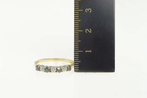 14K Diamond Sapphire Classic Wedding Band Ring Size 8.25 Yellow Gold