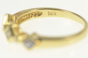14K Square Tanzanite Diamond Accent Band Ring Size 7 Yellow Gold