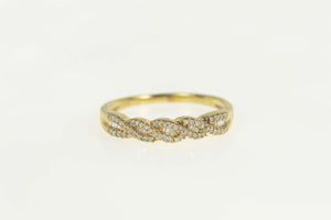 10K Pave Diamond Encrusted Twist Design Band Ring Size 8.25 Yellow Gold