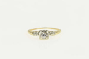 14K 1940's Diamond Classic Squared Engagement Ring Size 6.5 Yellow Gold