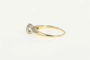 14K 1940's Diamond Classic Squared Engagement Ring Size 6.5 Yellow Gold