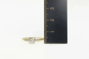 14K 1940's Diamond Classic Squared Engagement Ring Size 6.5 Yellow Gold