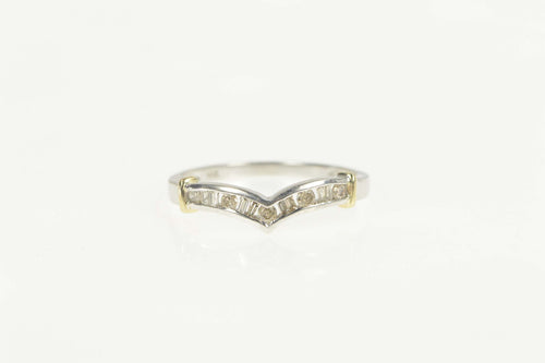10K Diamond Chevron Two Tone Wedding Band Ring Size 8.25 White Gold