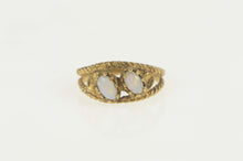 Load image into Gallery viewer, 10K Two Stone Opal Leaf Accent Statement Ring Size 4.5 Yellow Gold