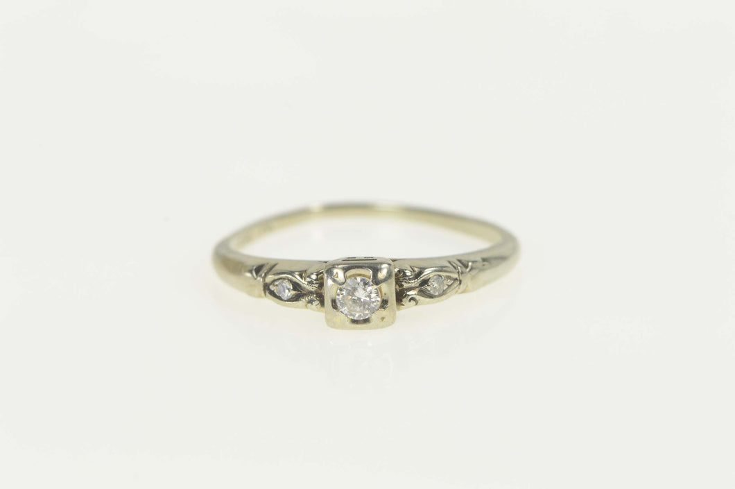 18K 1940's Diamond Classic Engagement Ring Size 6.25 White Gold