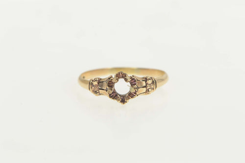 14K 4.5mm Victorian Ornate Engagement Setting Ring Size 8.25 Yellow Gold