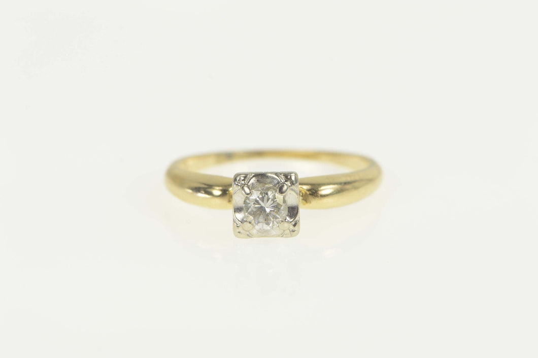 14K 0.20 Ct 1940's Diamond Solitaire Engagement Ring Size 5.25 Yellow Gold