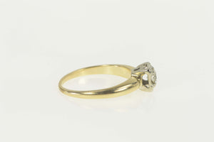 14K 0.20 Ct 1940's Diamond Solitaire Engagement Ring Size 5.25 Yellow Gold