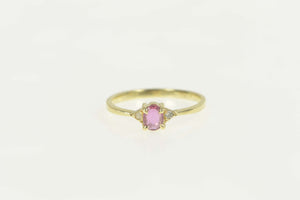 14K Pink Sapphire Diamond Accent Classic Ring Size 5 Yellow Gold