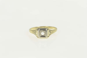 14K Art Deco 2.0mm Etched Engagement Setting Ring Size 4.5 Yellow Gold