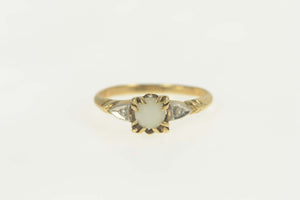 10K 1940's Pearl Diamond Accent Classic Statement Ring Size 5.25 Yellow Gold