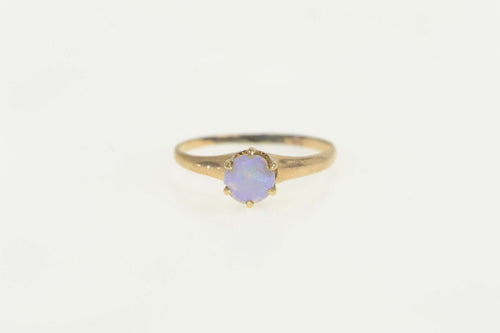 10K Victorian Sim. Opal Classic Statement Ring Size 6 Yellow Gold