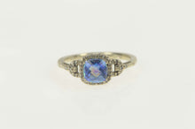 Load image into Gallery viewer, 10K Cushion Blue Mystic Topaz Diamond Accent Ring Size 6.75 White Gold
