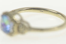 Load image into Gallery viewer, 10K Cushion Blue Mystic Topaz Diamond Accent Ring Size 6.75 White Gold