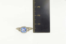Load image into Gallery viewer, 10K Cushion Blue Mystic Topaz Diamond Accent Ring Size 6.75 White Gold