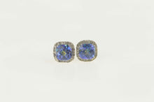 Load image into Gallery viewer, 10K Cushion Blue Mystic Topaz Diamond Stud Earrings White Gold