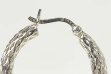 Load image into Gallery viewer, 14K Lattice Pattern Woven Hollow Statement Hoop Earrings White Gold