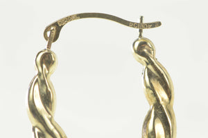10K Puffy Scalloped Twist Oval Statement Hoop Earrings Yellow Gold