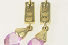 Load image into Gallery viewer, 10K Faceted Pink CZ Drop Diamond Accent Dangle Earrings Yellow Gold