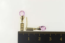 Load image into Gallery viewer, 10K Faceted Pink CZ Drop Diamond Accent Dangle Earrings Yellow Gold