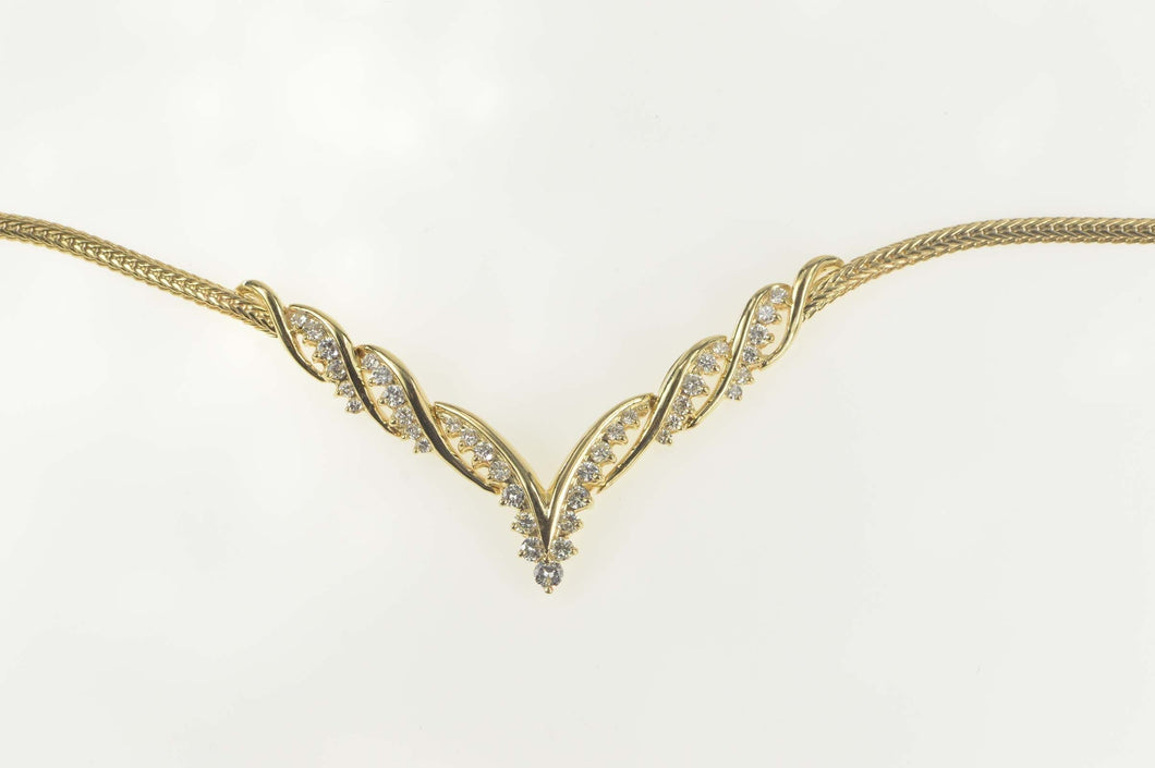 14K 0.68 Ctw Diamond Twist Chevron Statement Necklace 16.5