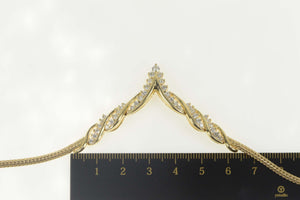 14K 0.68 Ctw Diamond Twist Chevron Statement Necklace 16.5" Yellow Gold
