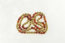 Load image into Gallery viewer, 14K Retro Grooved Sim. Amber Beaded Opera Necklace 32&quot; Yellow Gold