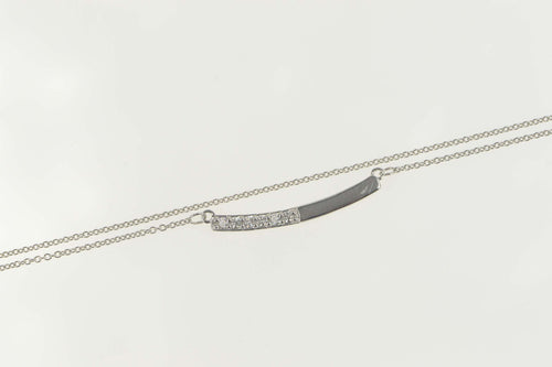 14K 0.15 Ctw Diamond Inset Curved Bar Chain Necklace 19