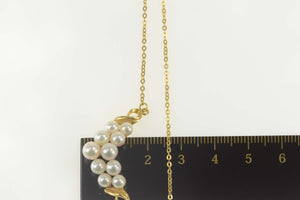 18K Mikimoto Pearl Chevron Cluster Chain Necklace 19" Yellow Gold