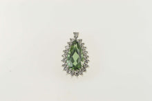 Load image into Gallery viewer, 18K 3.55 Ctw Pear Green Tourmaline Diamond Halo Pendant White Gold