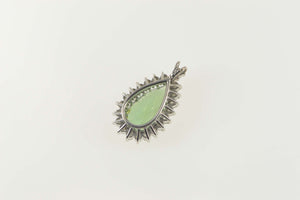 18K 3.55 Ctw Pear Green Tourmaline Diamond Halo Pendant White Gold