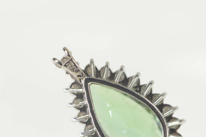 18K 3.55 Ctw Pear Green Tourmaline Diamond Halo Pendant White Gold