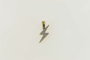 10K Pave Diamond Encrusted Lightning Bolt Pendant Yellow Gold