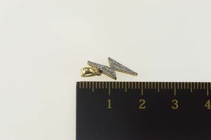 10K Pave Diamond Encrusted Lightning Bolt Pendant Yellow Gold