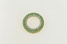Load image into Gallery viewer, 10K Diamond Emerald Halo Circle Round Statement Pendant Yellow Gold