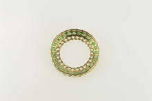 Load image into Gallery viewer, 10K Diamond Emerald Halo Circle Round Statement Pendant Yellow Gold
