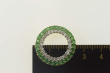 Load image into Gallery viewer, 10K Diamond Emerald Halo Circle Round Statement Pendant Yellow Gold