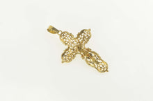 Load image into Gallery viewer, 18K Crucifix Scroll Filigree Enamel Cross Christian Pendant Yellow Gold