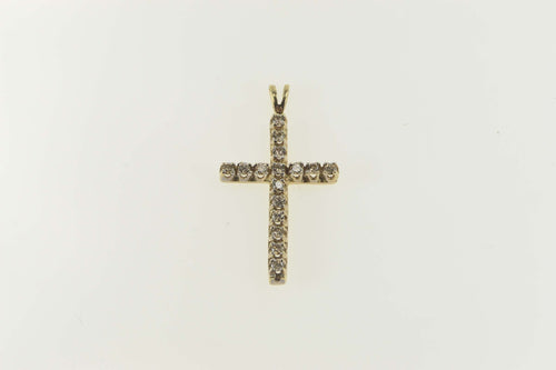 10K 0.48 Ctw Diamond Cross Christian Faith Pendant Yellow Gold