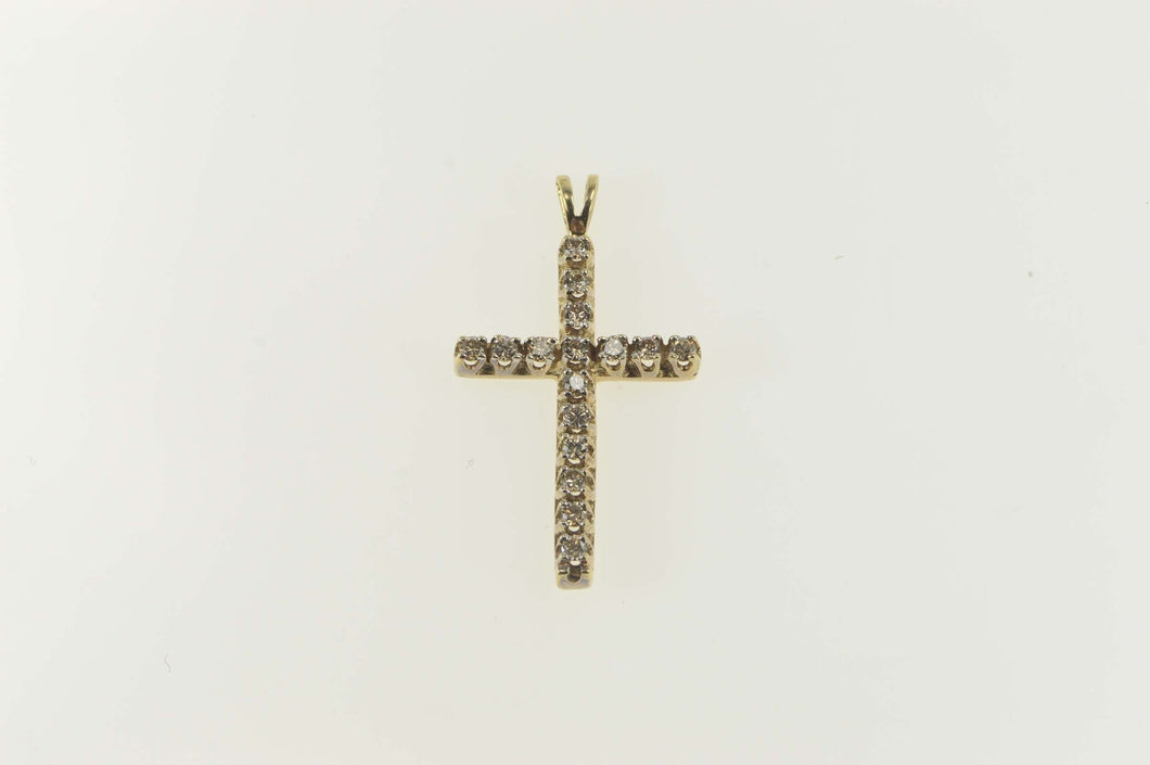 10K 0.48 Ctw Diamond Cross Christian Faith Pendant Yellow Gold