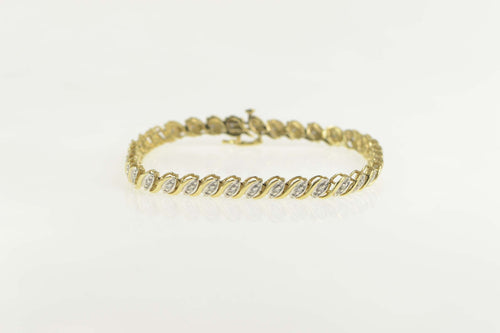 14K Classic Diamond Slanted Link Tennis Bracelet 7.25