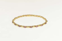 Load image into Gallery viewer, 14K 4.00 Ctw Marquise Garnet Classic Tennis Bracelet 7.75&quot; Yellow Gold