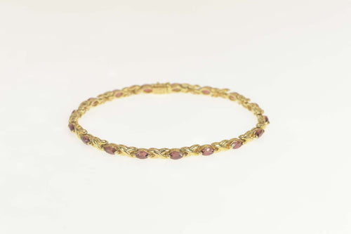 14K 4.00 Ctw Marquise Garnet Classic Tennis Bracelet 7.75