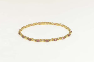 14K 4.00 Ctw Marquise Garnet Classic Tennis Bracelet 7.75" Yellow Gold