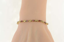 Load image into Gallery viewer, 14K 4.00 Ctw Marquise Garnet Classic Tennis Bracelet 7.75&quot; Yellow Gold
